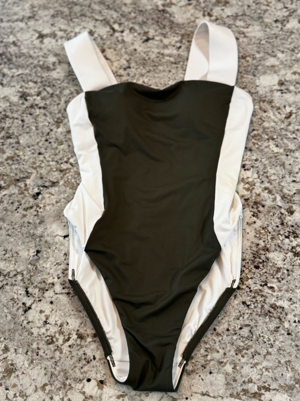 Lands' End Black and White One-Piece Swimsuit